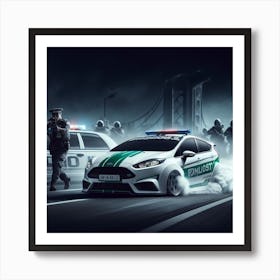 Police Cars On The Road Art Print