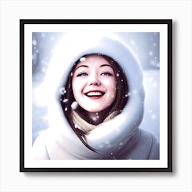 Beautiful Girl In Winter Art Print