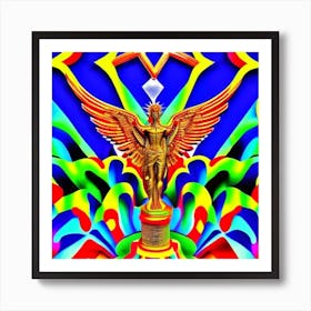 Golden Rainbow Garuda Art Print