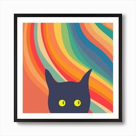 Stalking Cat Square Art Print