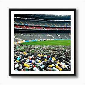 Stadium Rubbish Litter Trash Debris Pollution Garbage Waste Environment Cleanup Waste Man Art Print