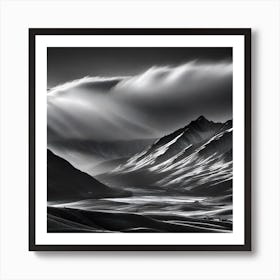 Black And White Mountain Landscape 2 Art Print