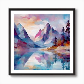 Firefly An Illustration Of A Beautiful Majestic Cinematic Tranquil Mountain Landscape In Neutral Col 2023 11 23t001815 Art Print
