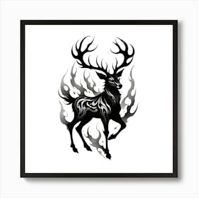 Deer In Flames Art Print