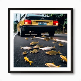 Fish On The Road Art Print