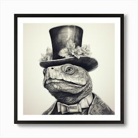 Turtle In Top Hat Art Print