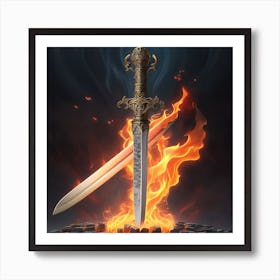 Sword And Fire Art Print