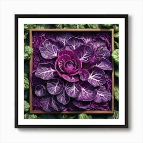 Frame Created From Red Cabbage Sprouts On Edges And Nothing In Middle Ultra Hd Realistic Vivid Co (3) Art Print