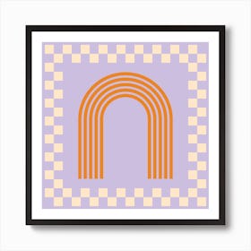 Chess Rainbow Orange And Lilac Square Art Print