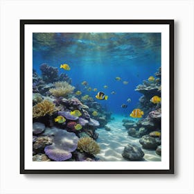 A Kaleidoscope of Colorful Fish Coral Reef Art Print