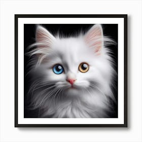 White Cat With Blue Eyes 2 Art Print