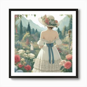 Girl In A Garden Art Print