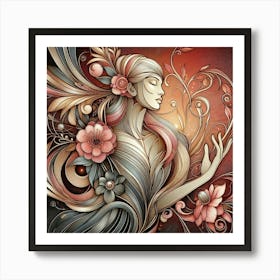 Woman With Flowers 1 Art Print