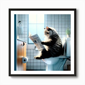 Cat Reading Newspaper 1 Art Print
