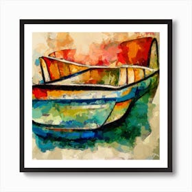 Boat Painting Square Art Print