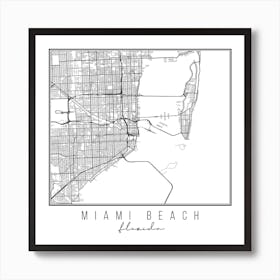 Miami Beach Florida Street Map Art Print