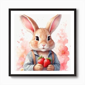 Strawberry Bunny Art Print