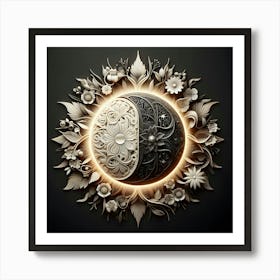 Moon And Flowers 11 Art Print