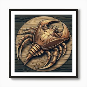 Intricate Wooden Crab Sculpture Art Print