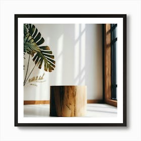 Tree Stump In A Room Art Print