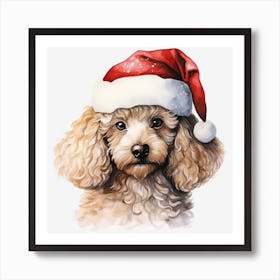 Poodle In Santa Hat 5 Art Print