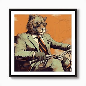 Lion On A Bike 3 Art Print