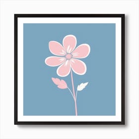 A White And Pink Flower In Minimalist Style Square Composition 442 Art Print