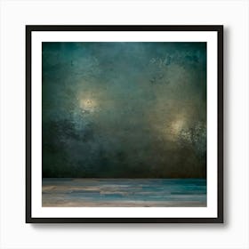 Dark Room With Blue Wall Art Print