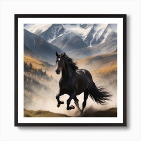 Horse Galloping In The Mountains 1 Art Print