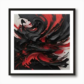 Abstract Black And Red Painting 1 Art Print