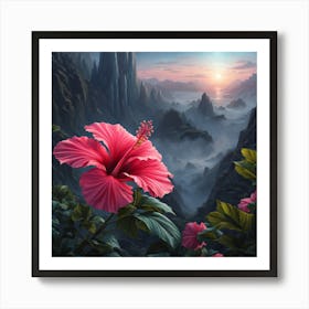 Sunset Hibiscus Art Print