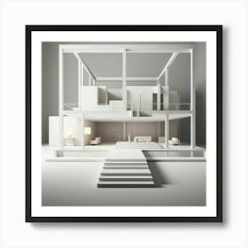 White House With Stairs Art Print