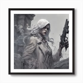 Ghost Woman With A Gun Art Print