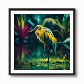 Yellow Water Bird in Tropical Swamp Art Print