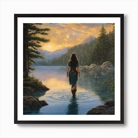 Girl In The Water 11 Art Print