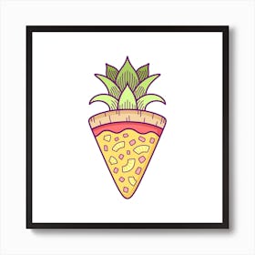 Pineapple Pizza Coat Of Arms Square Art Print