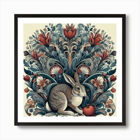 Rabbit With Apple Affiche