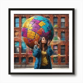 Girl With A Globe Art Print