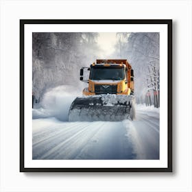 Snow Plow In The Snow 2 Art Print