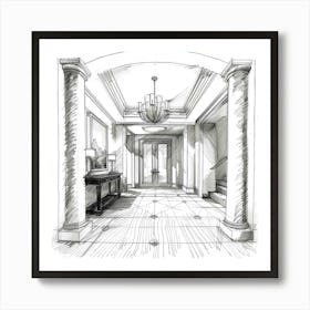 Sketch Of A Hallway Affiche