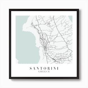 Santorini Greece Street Map Minimal Color Square Art Print