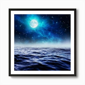 Abstract Dream Astronomy Landscape Celestial Ocean Cloud Halloween Light Moon Full Moon W (24) Art Print