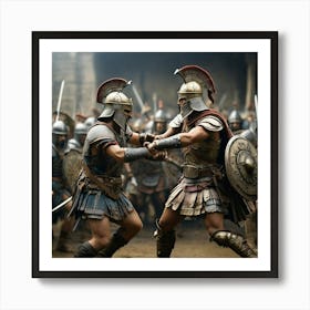 Two Spartan Warriors Fighting Art Print