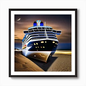 Cruise Ship At Night Art Print