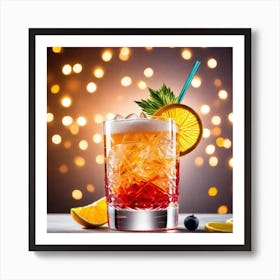 Cocktail With Orange Slices Art Print