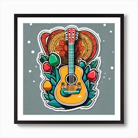 Mexican Guitar And Maracas Sticker 2d Cute Fantasy Dreamy Vector Illustration 2d Flat Centere (20) Art Print