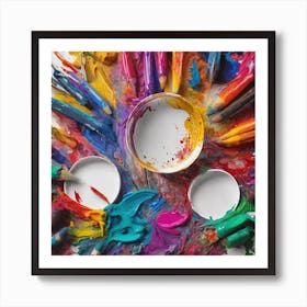 Colorful Paint Brushes Art Print