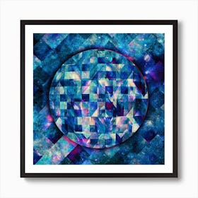 Abstract Geometric Bluish Galaxy Square Art Print