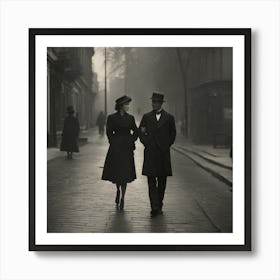 Couple Walking Down The Street Art Print