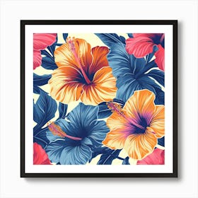 Hibiscus Seamless Pattern 7 Art Print